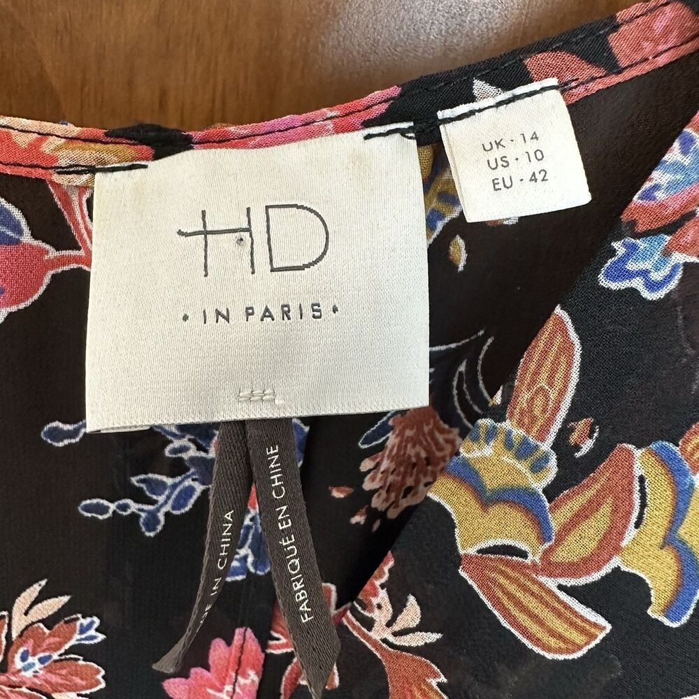 ANTHROPOLOGIE HD In Paris Maxi Dress 14 Floral Semi Sheer Keyhole Back Cottage - Picture 2 of 8